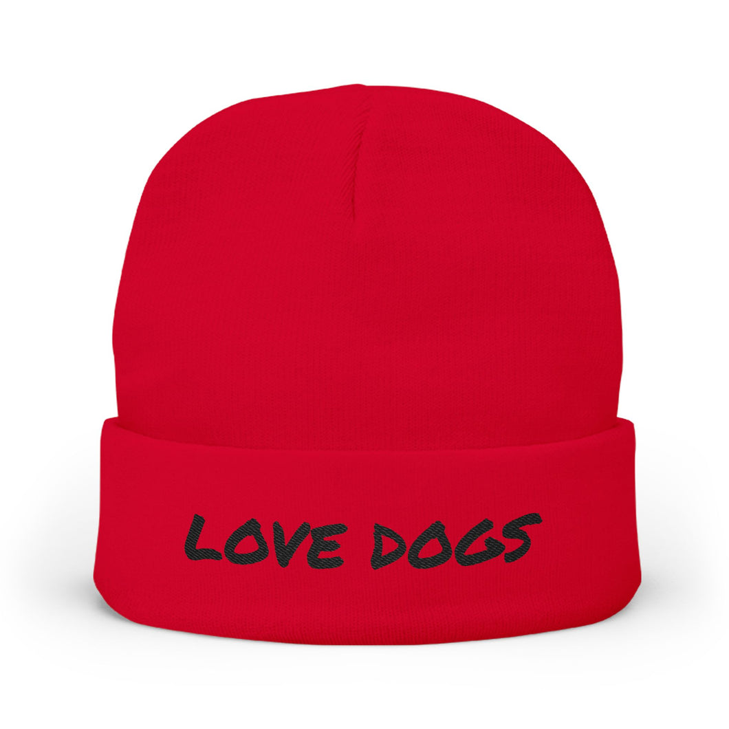 Love Dogs Knit Beanie - Cozy Dog Lover Hat, Winter Accessory, Dog Mom Gift, Embroidered Beanie, Animal Lover Apparel