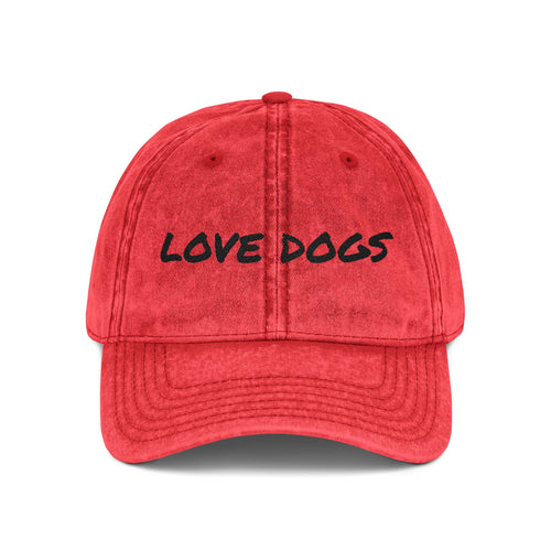 Love Dogs Vintage Cap - Embroidered Red Hat for Dog Lovers, Pet Gifts, Casual Wear, Outdoor Adventures, Fun Accessory